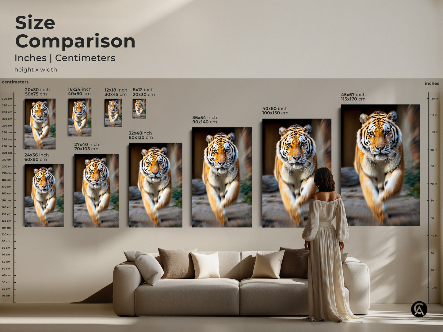 A Google Drive warning for the photorealistic tiger artwork file. Choose to download the orange black animal jungle wildlife canvas print despite the virus scan warning.