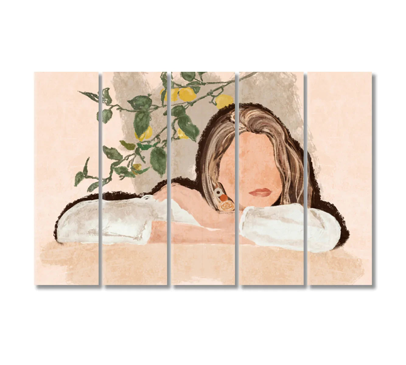 Abstract Boho Woman Portrait Wall Art-Canvas Print-CetArt-1 Panel-24x16 inches-CetArt