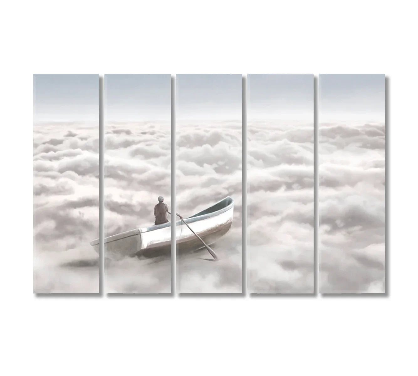Boat in Clouds Sea Art Print-Canvas Print-CetArt-1 Panel-24x16 inches-CetArt