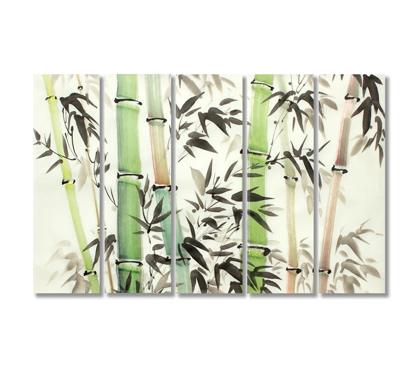 Bamboo Modern Abstract Canvas Artwork-Canvas Print-CetArt-5 Panels-36x24 inches-CetArt