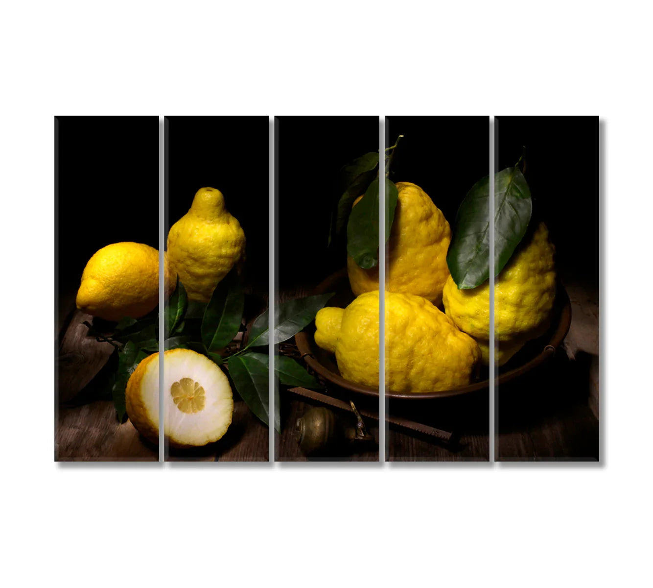 Lemons Still Life Home Wall Art-Canvas Print-CetArt-1 Panel-24x16 inches-CetArt