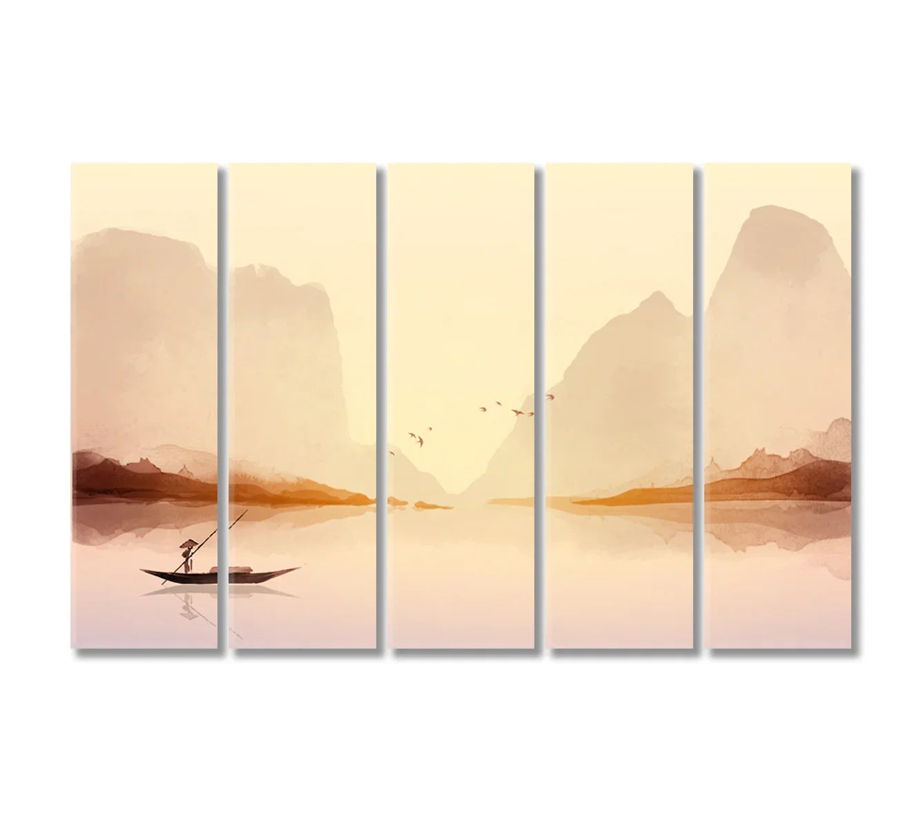 Fisherman in Boat Canvas Wall Art-Canvas Print-CetArt-1 Panel-24x16 inches-CetArt