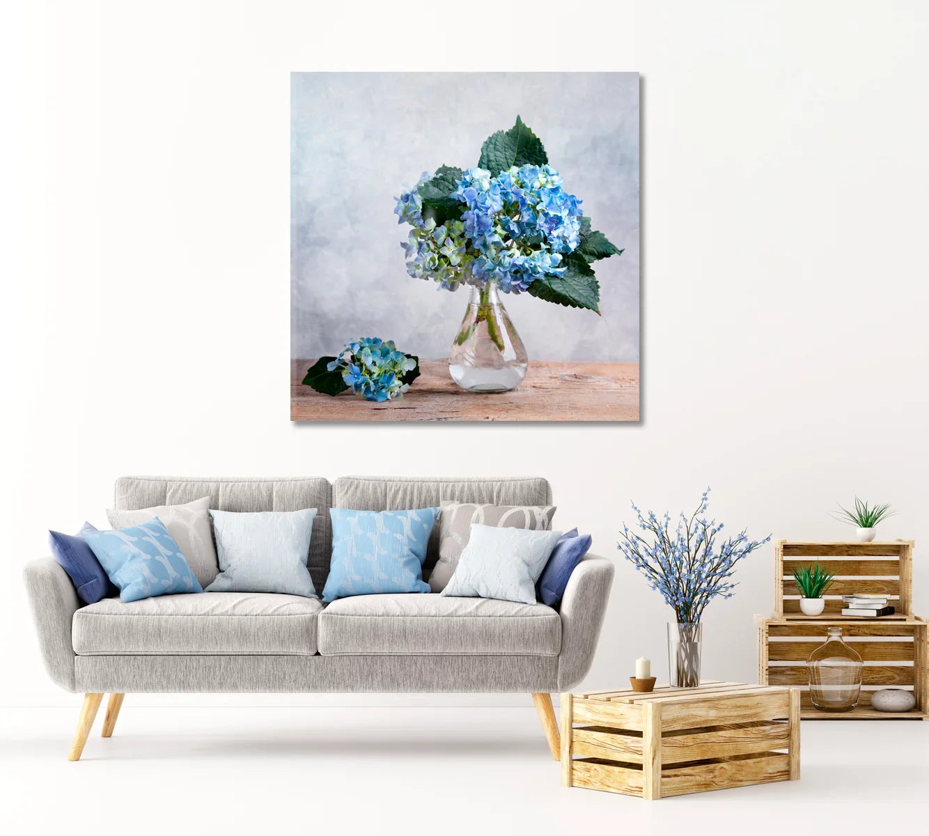Hortensia Flowers Still Life Canvas Print-Canvas Print-CetArt-1 panel-12x12 inches-CetArt