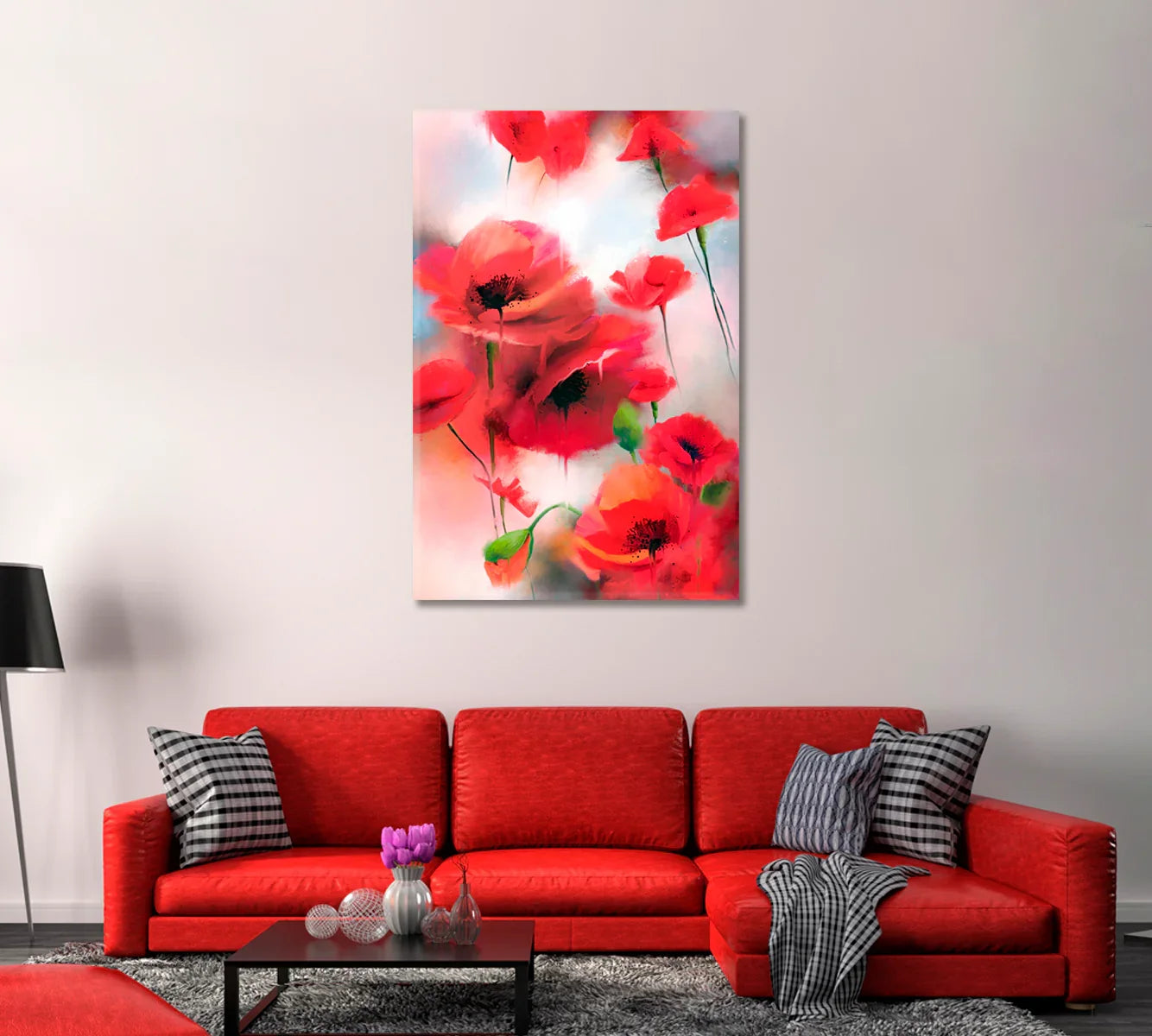 Red Poppies Abstract Canvas Print-Canvas Print-CetArt-1 panel-16x24 inches-CetArt