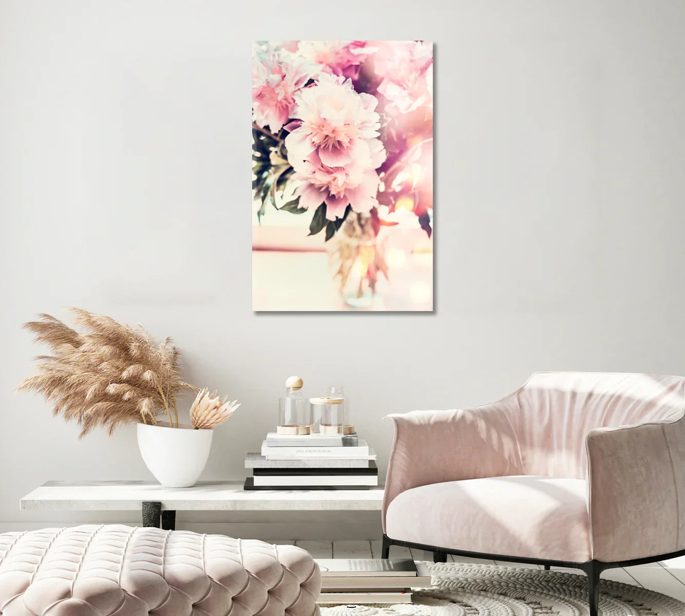 Shabby Chic Peony Wall Art-Canvas Print-CetArt-1 panel-16x24 inches-CetArt