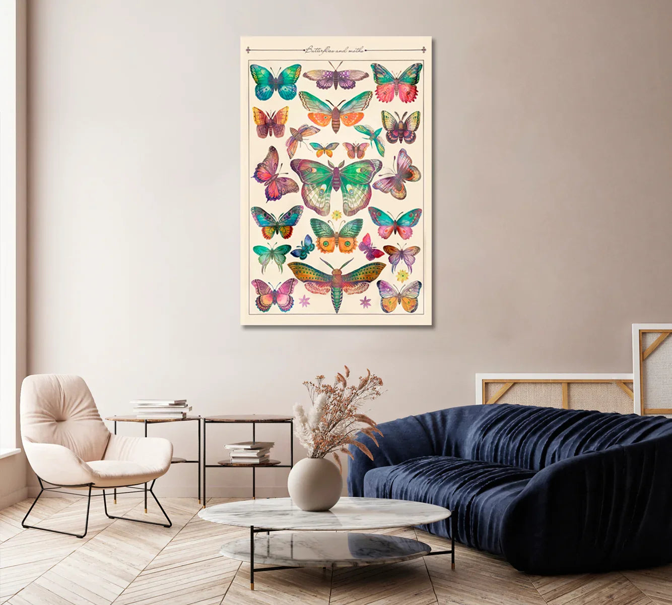 Vintage Butterfly Canvas Home Wall Art-Canvas Print-CetArt-1 panel-16x24 inches-CetArt
