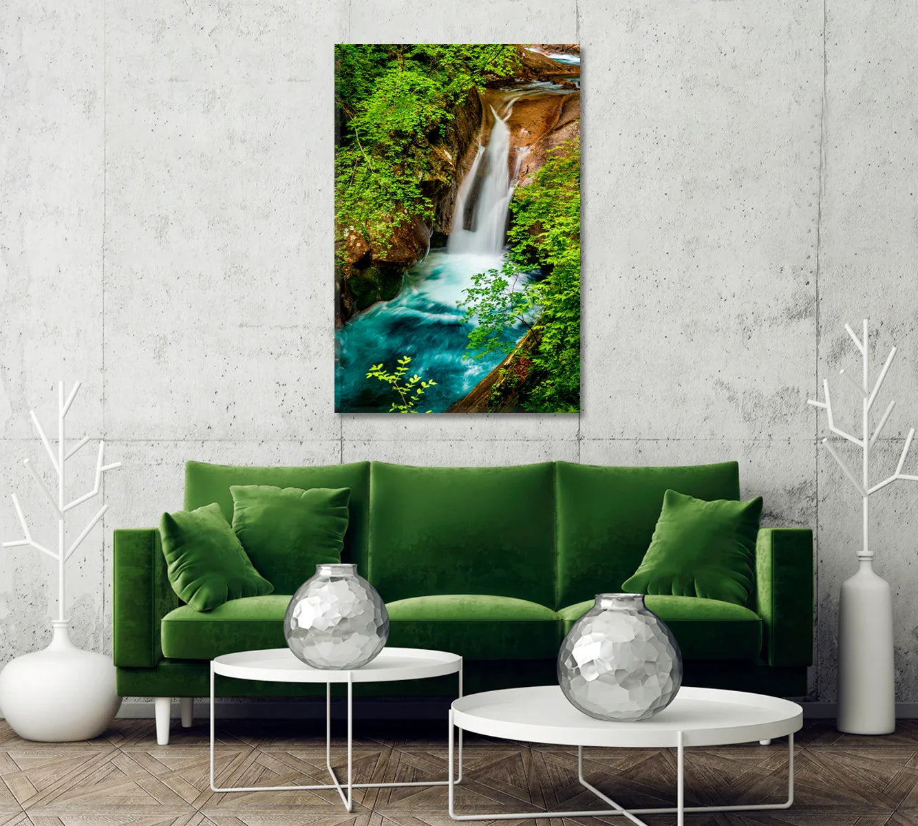 Jungle Waterfall Canvas Wall Art-Canvas Print-CetArt-1 panel-16x24 inches-CetArt