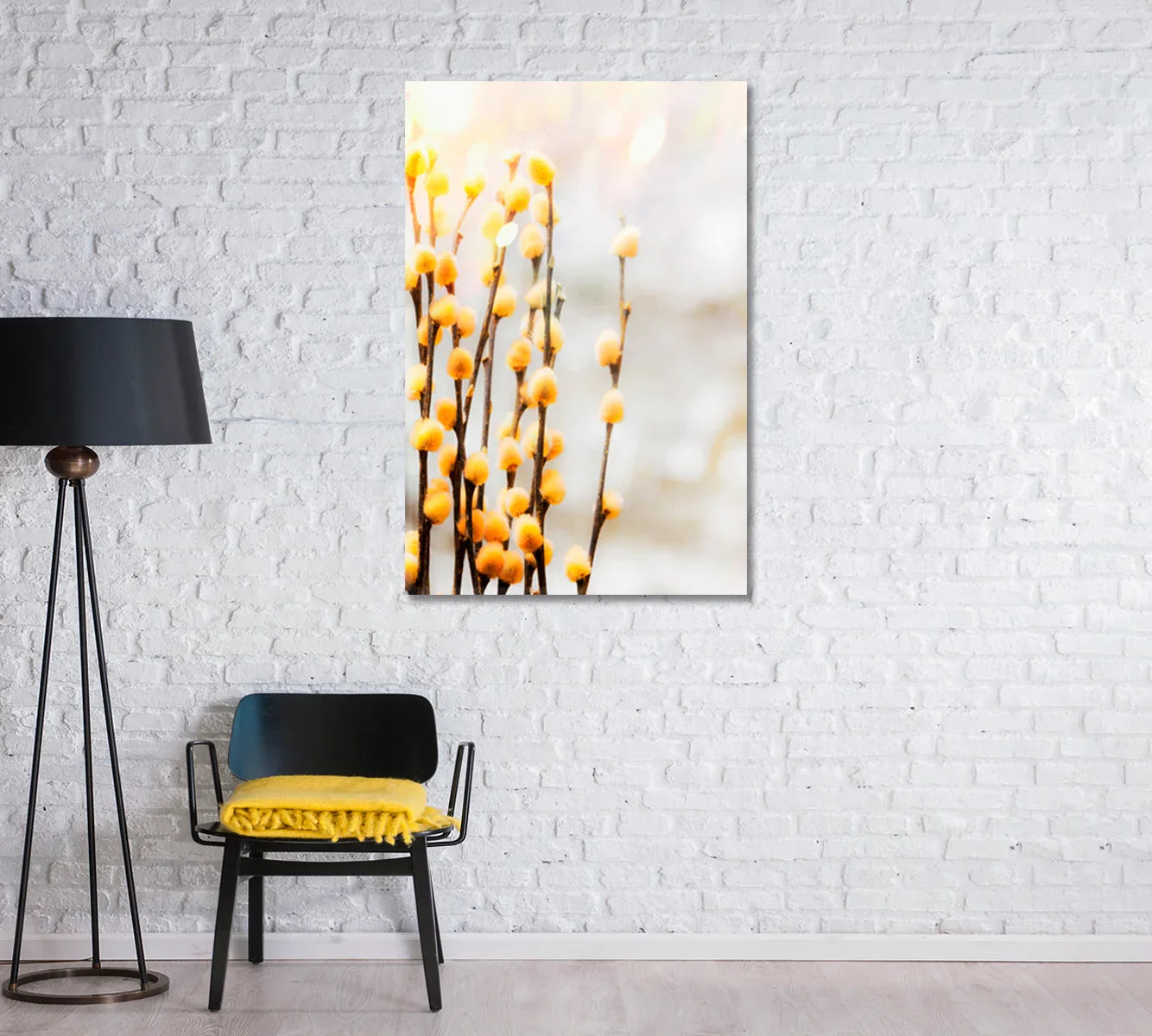 Yellow Willow Branches Giclee Art Decor-Canvas Print-CetArt-1 panel-16x24 inches-CetArt