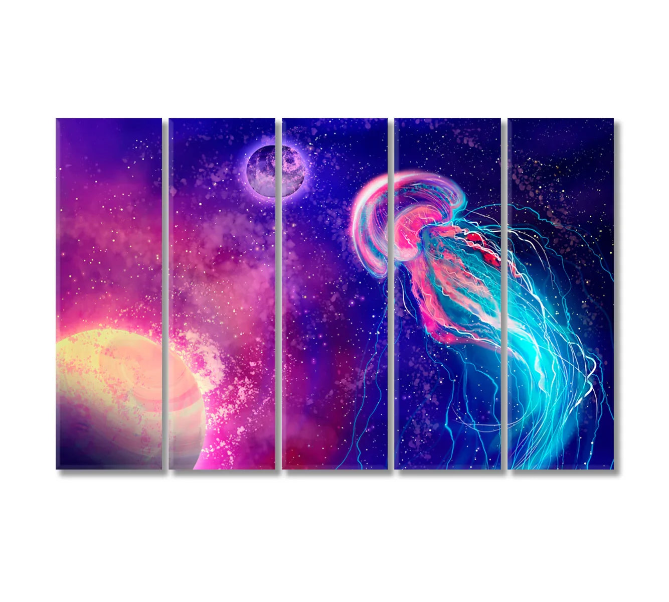 Space Jellyfish Modern Wall Art-Canvas Print-CetArt-1 Panel-24x16 inches-CetArt