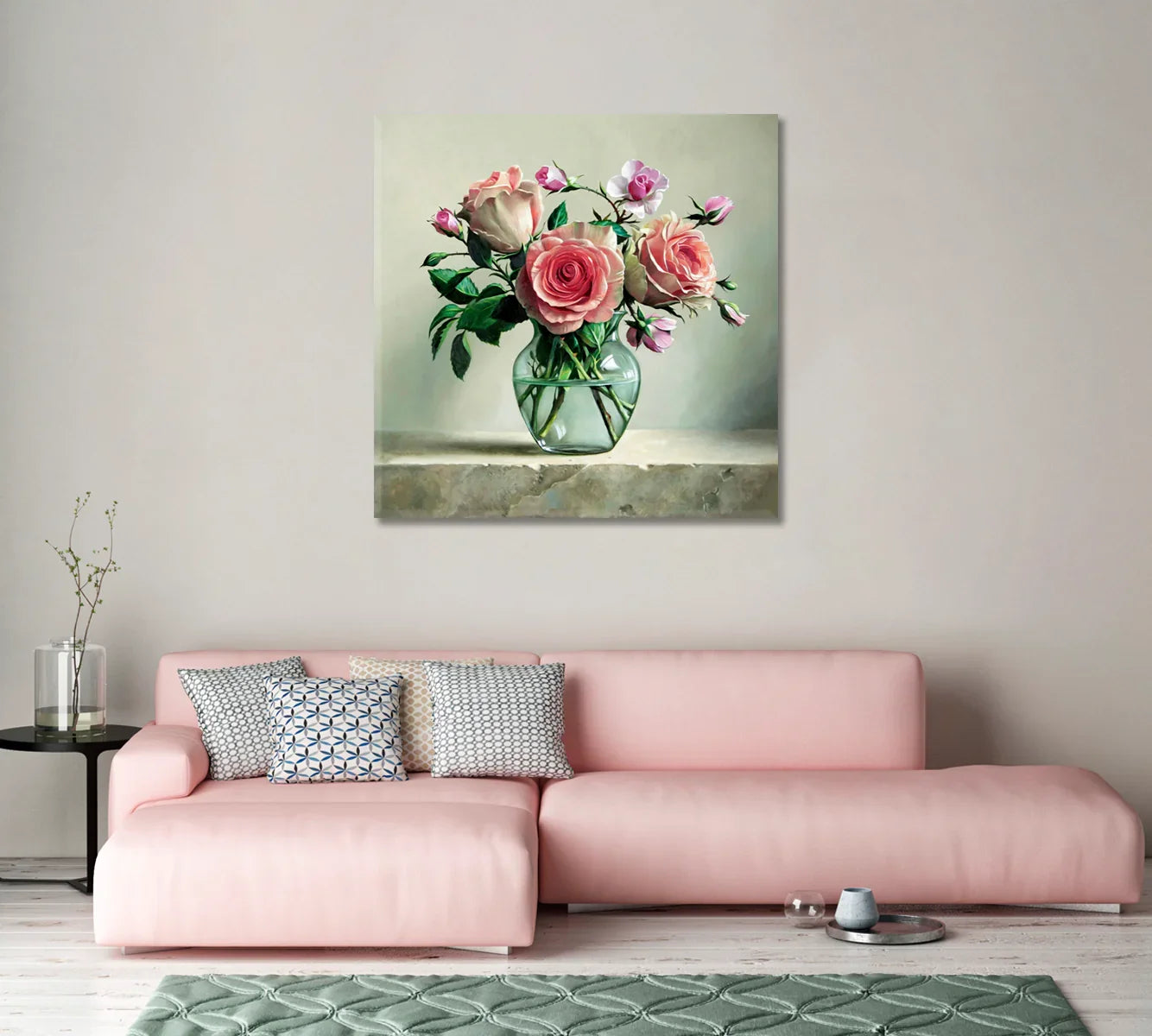 Rose Wall Art Canvas Prints-Canvas Print-CetArt-1 panel-12x12 inches-CetArt
