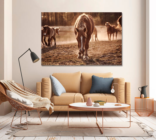 Stunningly Beautiful Herd of Horses Canvas Print-Canvas Print-CetArt-1 Panel-24x16 inches-CetArt