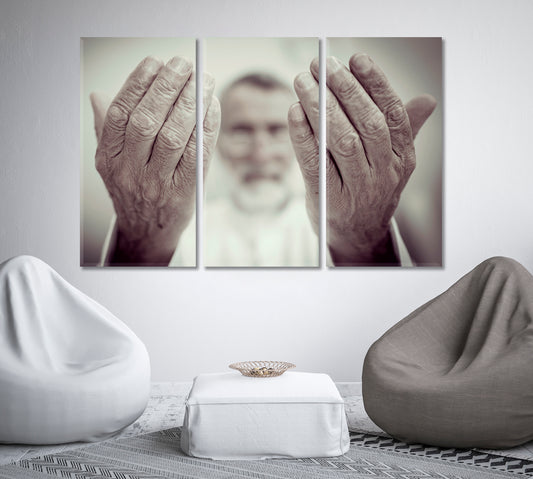 Muslim Old Man Praying Canvas Print-Canvas Print-CetArt-1 Panel-24x16 inches-CetArt