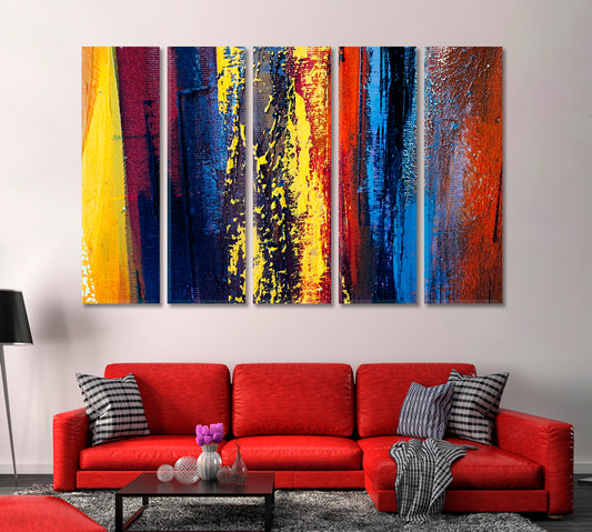 Abstract Mixed Blue And Yellow Paint Strokes Canvas Print-Canvas Print-CetArt-1 Panel-24x16 inches-CetArt