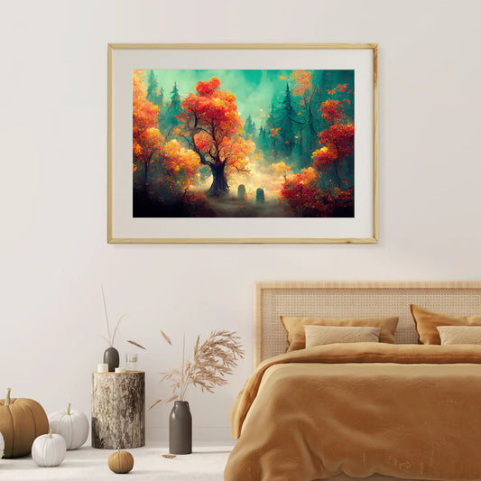 Beautiful Mysterious Autumn Forest Poster Print Modern Wall Art-Horizontal Posters NOT FRAMED-CetArt-10″x8″ inches-CetArt