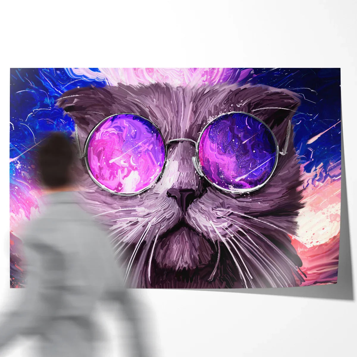 Cat in Round Glasses Modern Art Poster-Horizontal Posters NOT FRAMED-CetArt-10″x8″ inches-CetArt