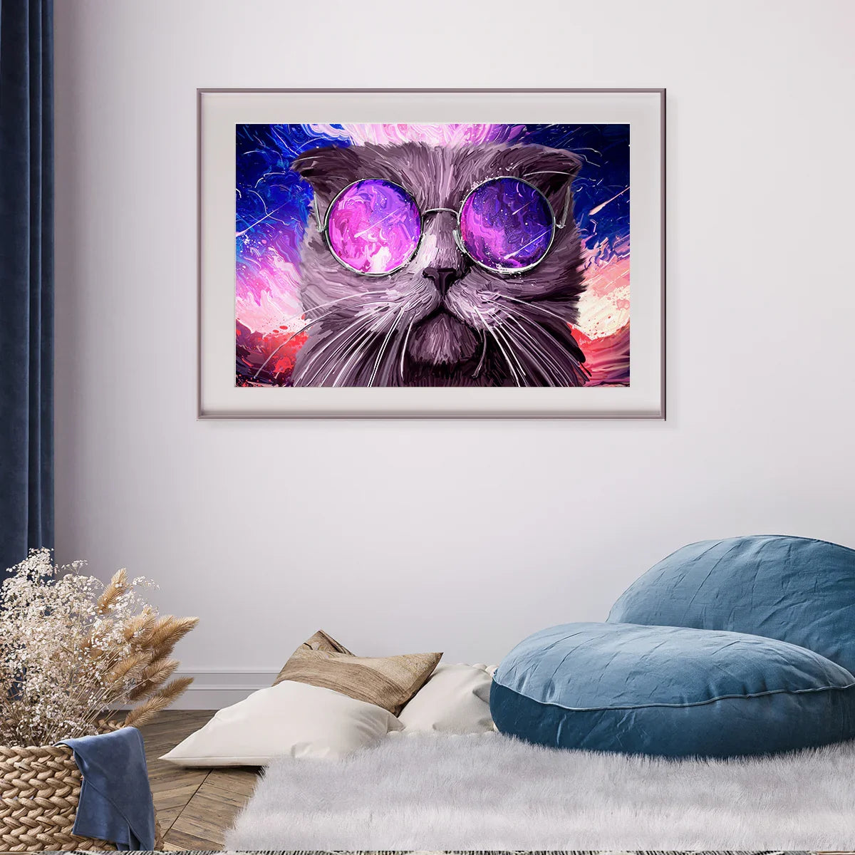 Cat in Round Glasses Modern Art Poster-Horizontal Posters NOT FRAMED-CetArt-10″x8″ inches-CetArt