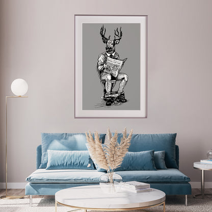 Deer Man Read Newspaper Posters For Living Room Wall-Vertical Posters NOT FRAMED-CetArt-8″x10″ inches-CetArt