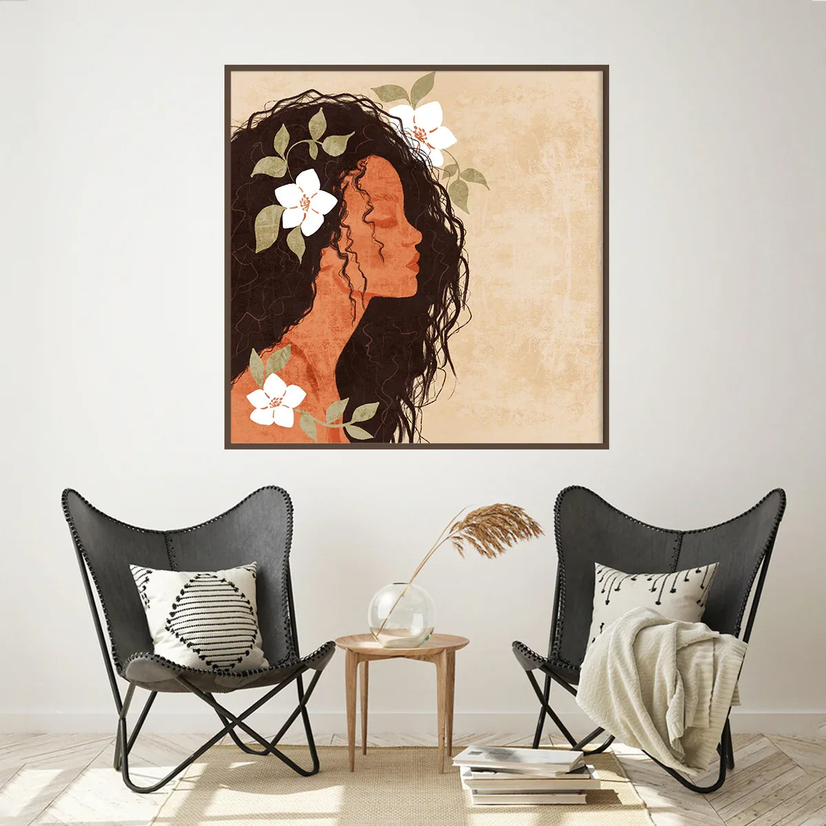 Girl in White Flowers Boho Style Posters For Home Decor-Square Posters NOT FRAMED-CetArt-8″x8″ inches-CetArt