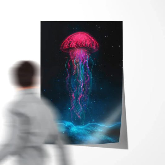Neon Jellyfish Silhouette Posters Prints Abstract Wall Art-Vertical Posters NOT FRAMED-CetArt-8″x10″ inches-CetArt