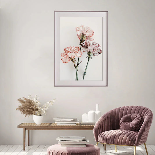 Minimalistic Pink Carnation Flowers Poster-Vertical Posters NOT FRAMED-CetArt-8″x10″ inches-CetArt