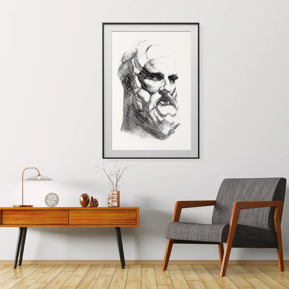 Ancient Greek Minimalist Portrait Black And White Modern Art Prints-Vertical Posters NOT FRAMED-CetArt-8″x10″ inches-CetArt