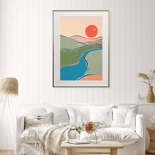 Mountain Sunset Landscape Multicolor Poster Prints Wall Art-Vertical Posters NOT FRAMED-CetArt-8″x10″ inches-CetArt