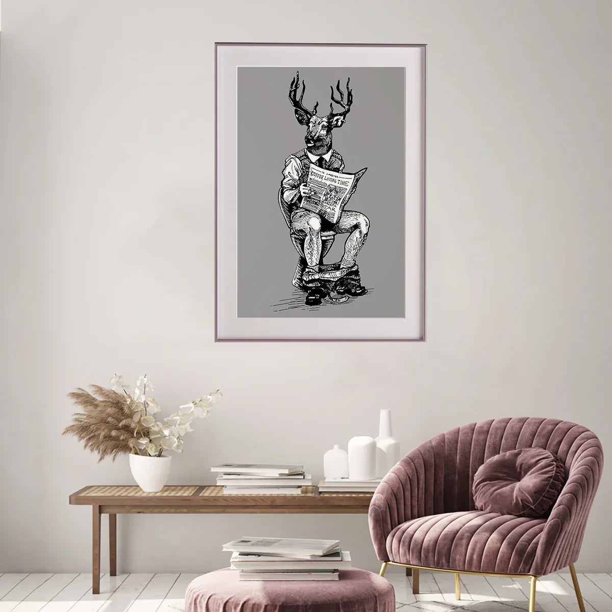 Deer Man Read Newspaper Posters For Living Room Wall-Vertical Posters NOT FRAMED-CetArt-8″x10″ inches-CetArt