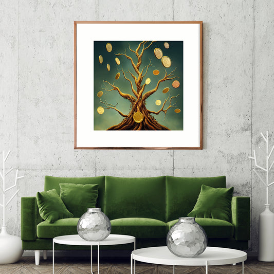 Money Tree Poster Print Modern Wall Art-Square Posters NOT FRAMED-CetArt-8″x8″ inches-CetArt
