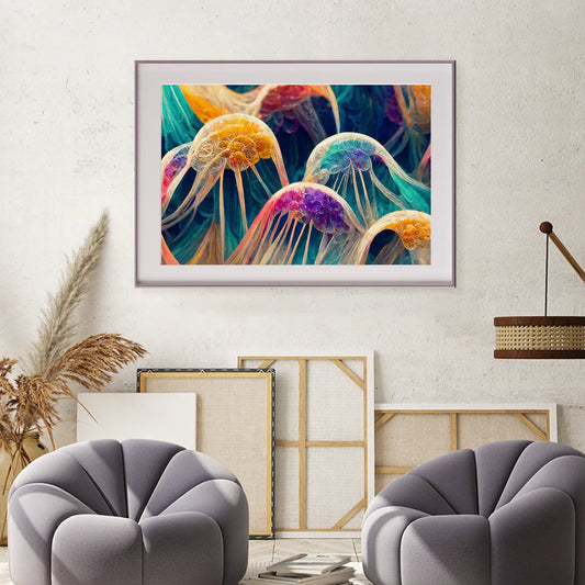 Abstract Multicolor Jellyfish Modern Art Prints Posters-Horizontal Posters NOT FRAMED-CetArt-10″x8″ inches-CetArt