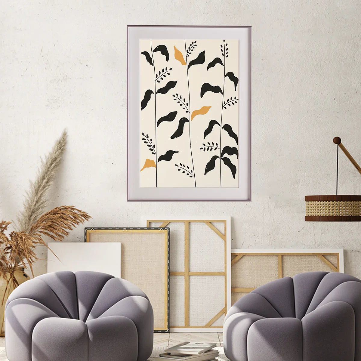 Abstract Minimalistic Leaves Wall Art Boho Wall Decor-Vertical Posters NOT FRAMED-CetArt-8″x10″ inches-CetArt