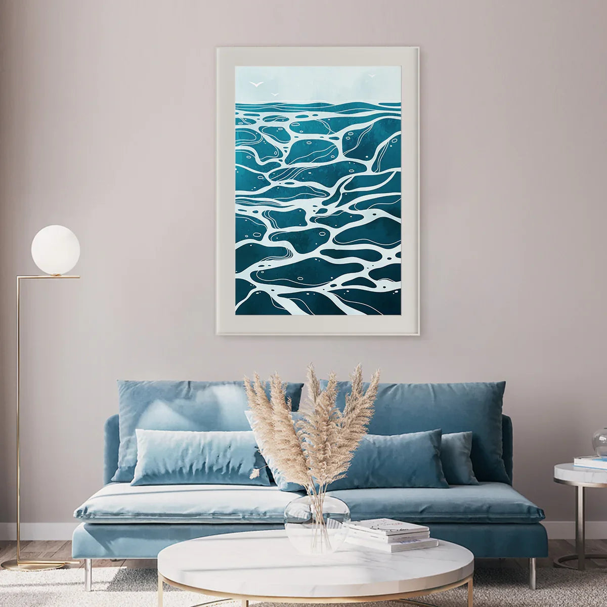 Abstract Blue Sea Waves Living Room Art Posters Japanese Style-Vertical Posters NOT FRAMED-CetArt-8″x10″ inches-CetArt