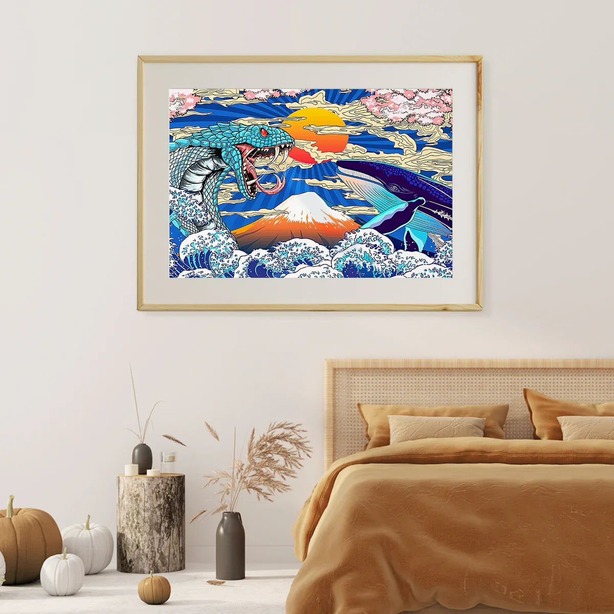 Japan Mountain Posters with Snake for Wall Decoration-Horizontal Posters NOT FRAMED-CetArt-10″x8″ inches-CetArt