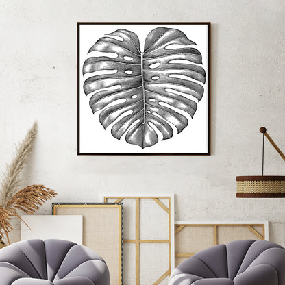 Tropical Leaf Black and White Posters Prints Wall Art-Square Posters NOT FRAMED-CetArt-8″x8″ inches-CetArt