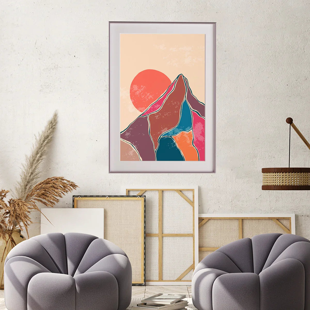 Mountain Sunset Landscape Multicolor Poster-Vertical Posters NOT FRAMED-CetArt-8″x10″ inches-CetArt