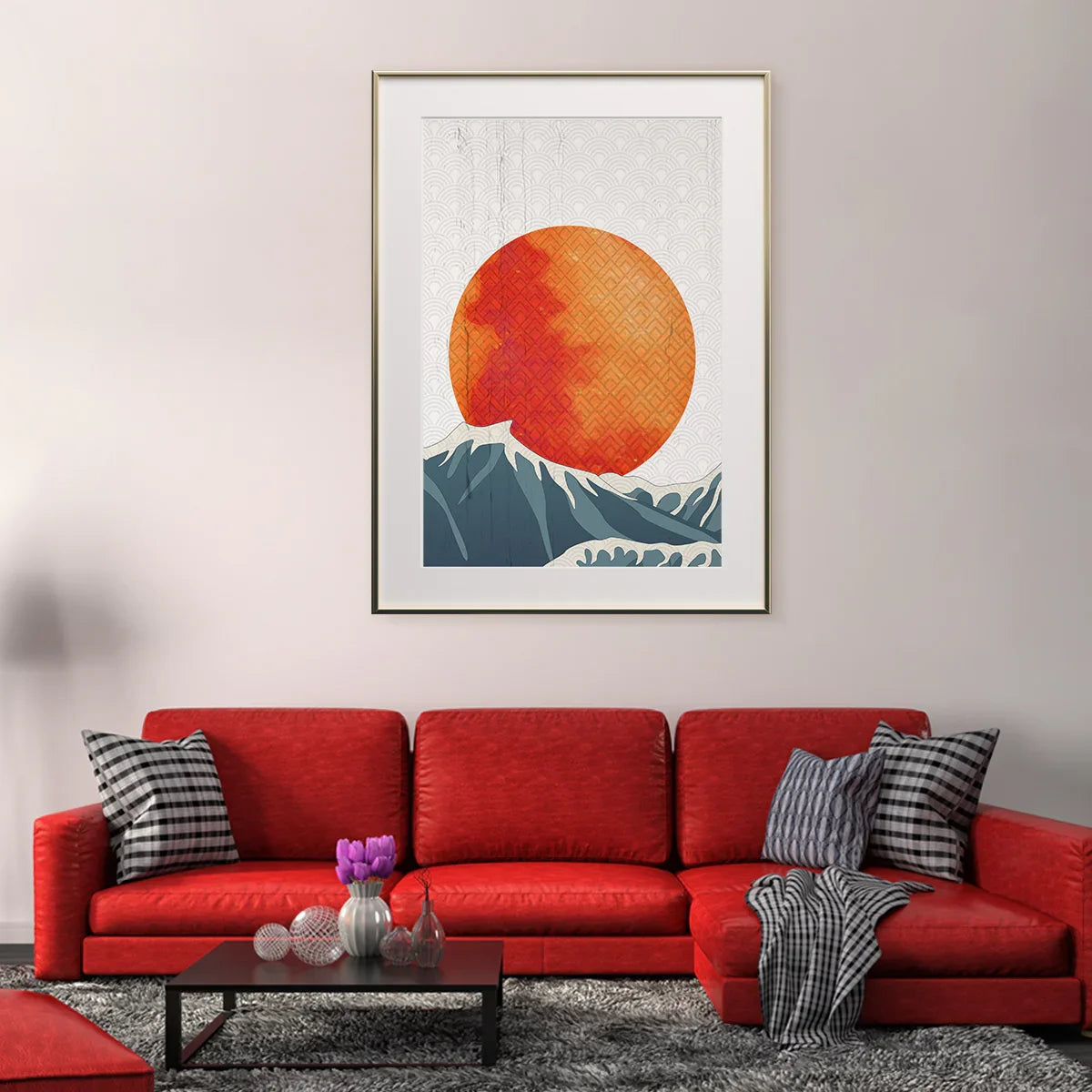 Vintage Red Sun in Ocean Creative Posters For Wall-Vertical Posters NOT FRAMED-CetArt-8″x10″ inches-CetArt