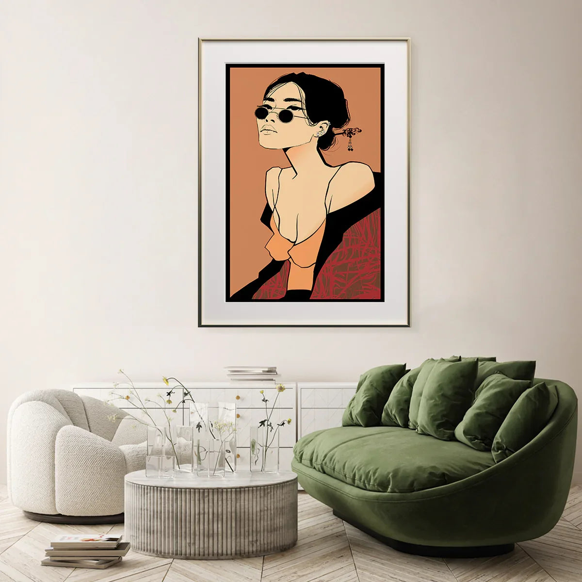 Asian Woman with Black Sunglasses Vintage Posters For Room-Vertical Posters NOT FRAMED-CetArt-8″x10″ inches-CetArt