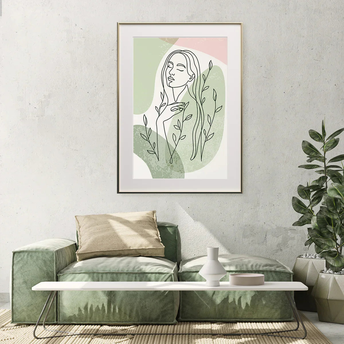 Beautiful Woman Silhouette With Leaves Line Art Posters For Living Room Wall-Vertical Posters NOT FRAMED-CetArt-8″x10″ inches-CetArt