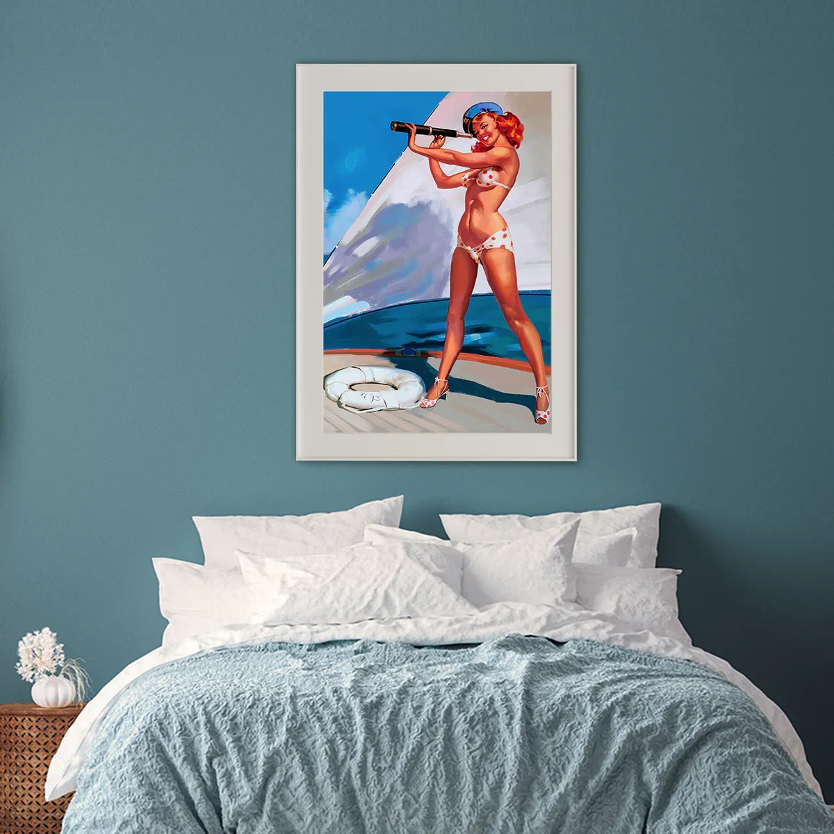 Vintage Sailor Girl On Yacht Retro Art Poster-Vertical Posters NOT FRAMED-CetArt-8″x10″ inches-CetArt