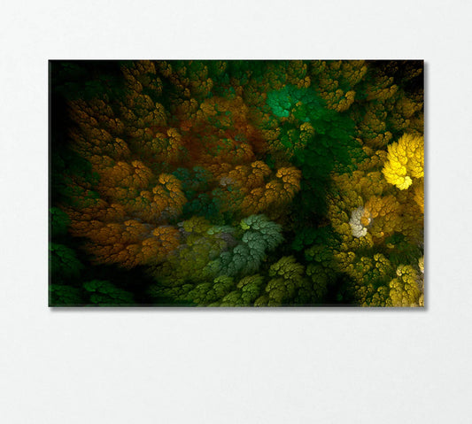 Abstract Multicolor Forest — Vivid Green & Gold Canvas Print for Modern Interiors - CetArt