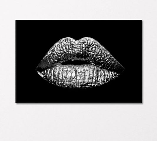 Abstract Black and White Lips Canvas Print