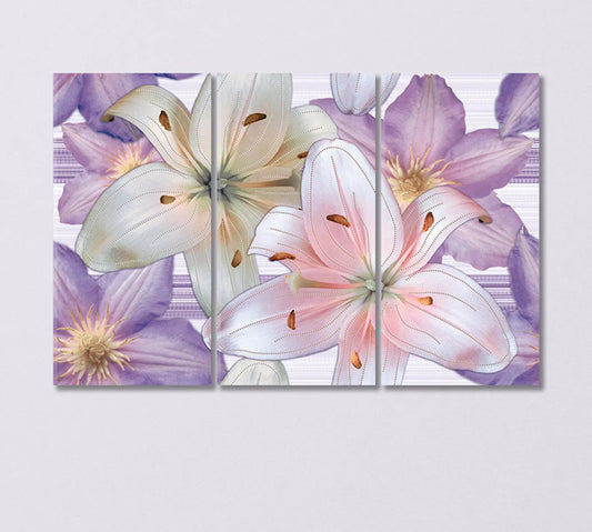 Abstract Lily Flowers Canvas Print: Soft Blossoms, Modern Poise, Effortless Elegance - CetArt