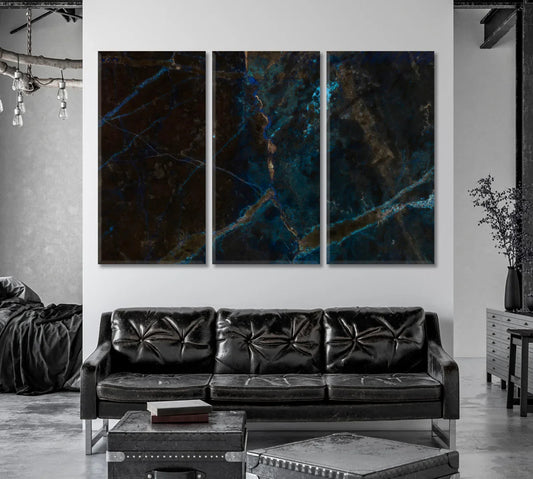 Abstract Natural Black Marble Canvas Print — Modern Luxury for Dramatic Interiors - CetArt
