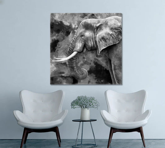 Abstract Elephant Portrait in Black & White — Canvas Wall Art That Makes a Statement