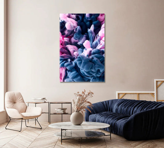 Abstract Gray & Pink Paint Splash — Modern Canvas That Softens Minimalist Spaces
