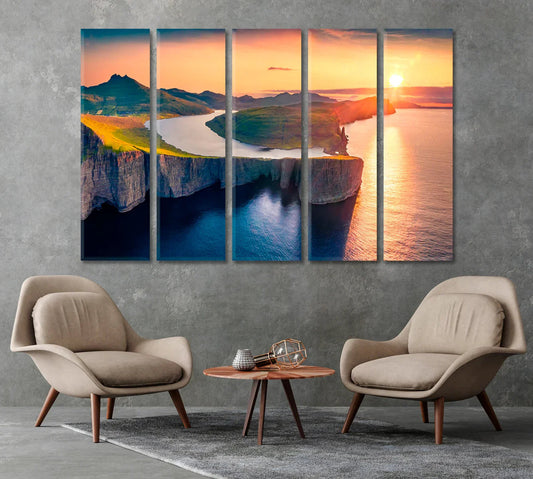 Sorvagsvatn Lake Canvas — Vágur’s Cliff-Edge Wonder for Modern Interiors
