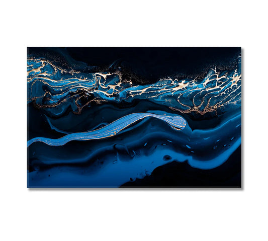 Fluid Abstract Blue Marble Wave Canvas Print-Canvas Print-CetArt
