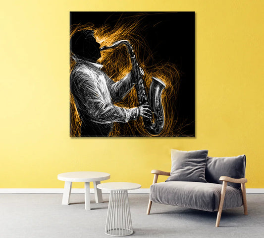 Abstract Jazz Saxophone Player Canvas Print — Size, Styling & Gifting Guide - CetArt