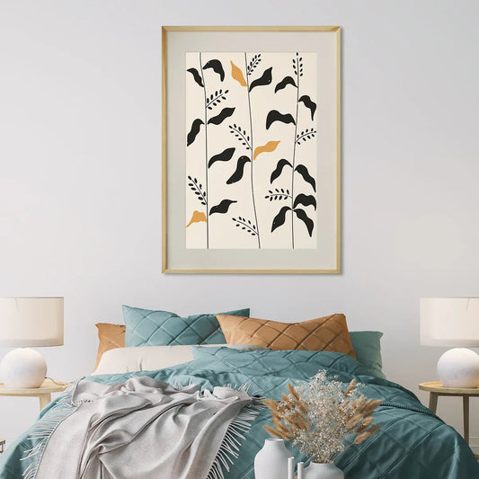 Abstract Minimalistic Leaves Wall Art Boho Wall Decor