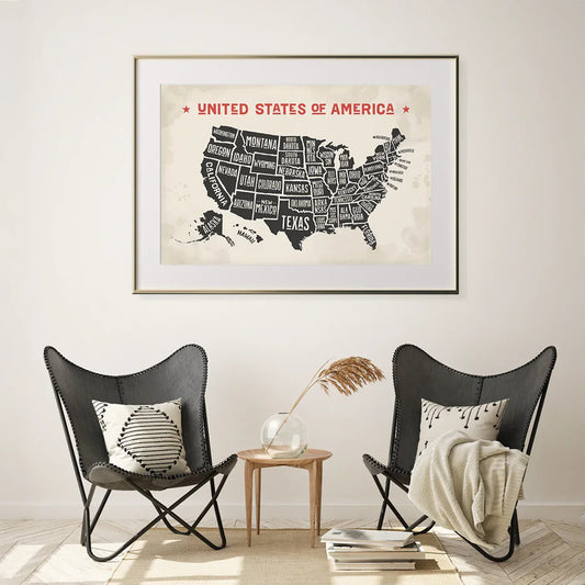 United States America Map Wall Art