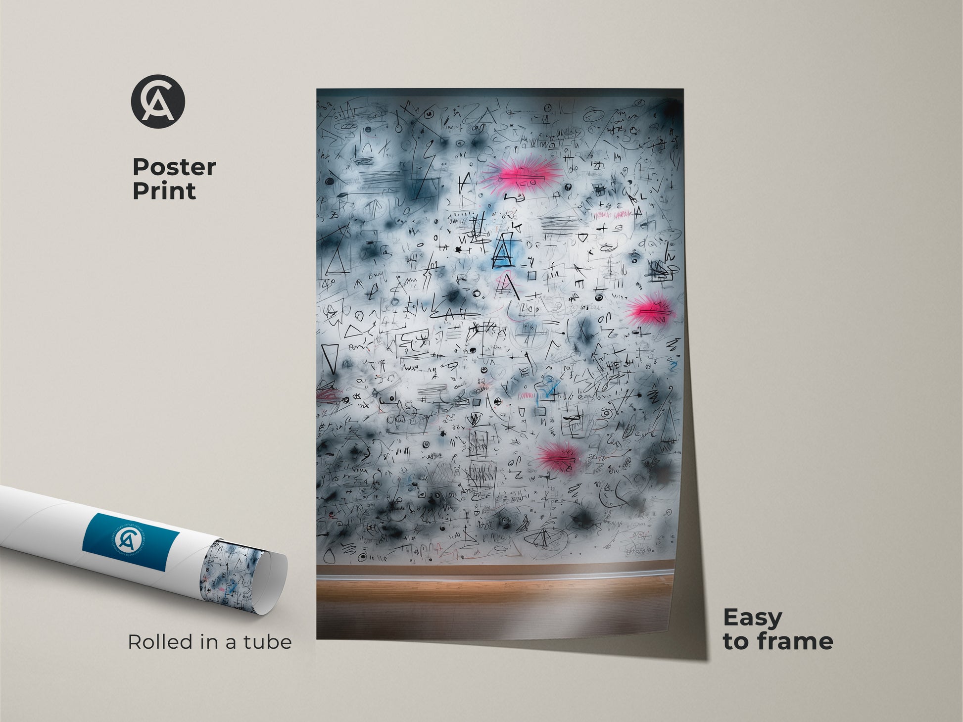Poster Print featuring abstract math equations. This museum-quality paper ensures lasting beauty. The artwork is easy to frame. It arrives rolled in a protective tube for safe delivery.